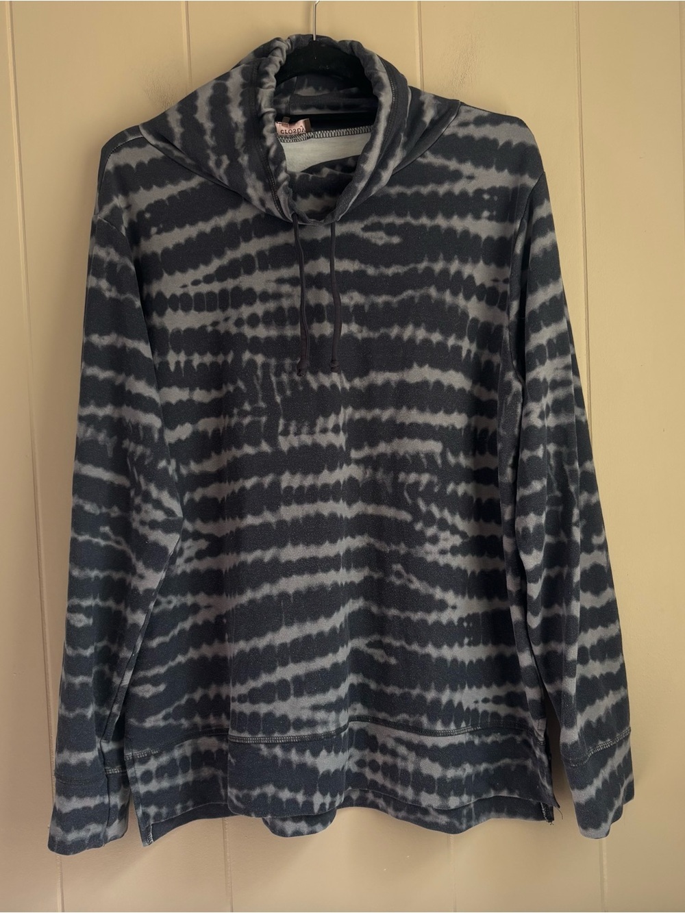 Crosby Women's Tie-Dye Stripe Cowl Neck Pullover Sweatshirt - Size Large